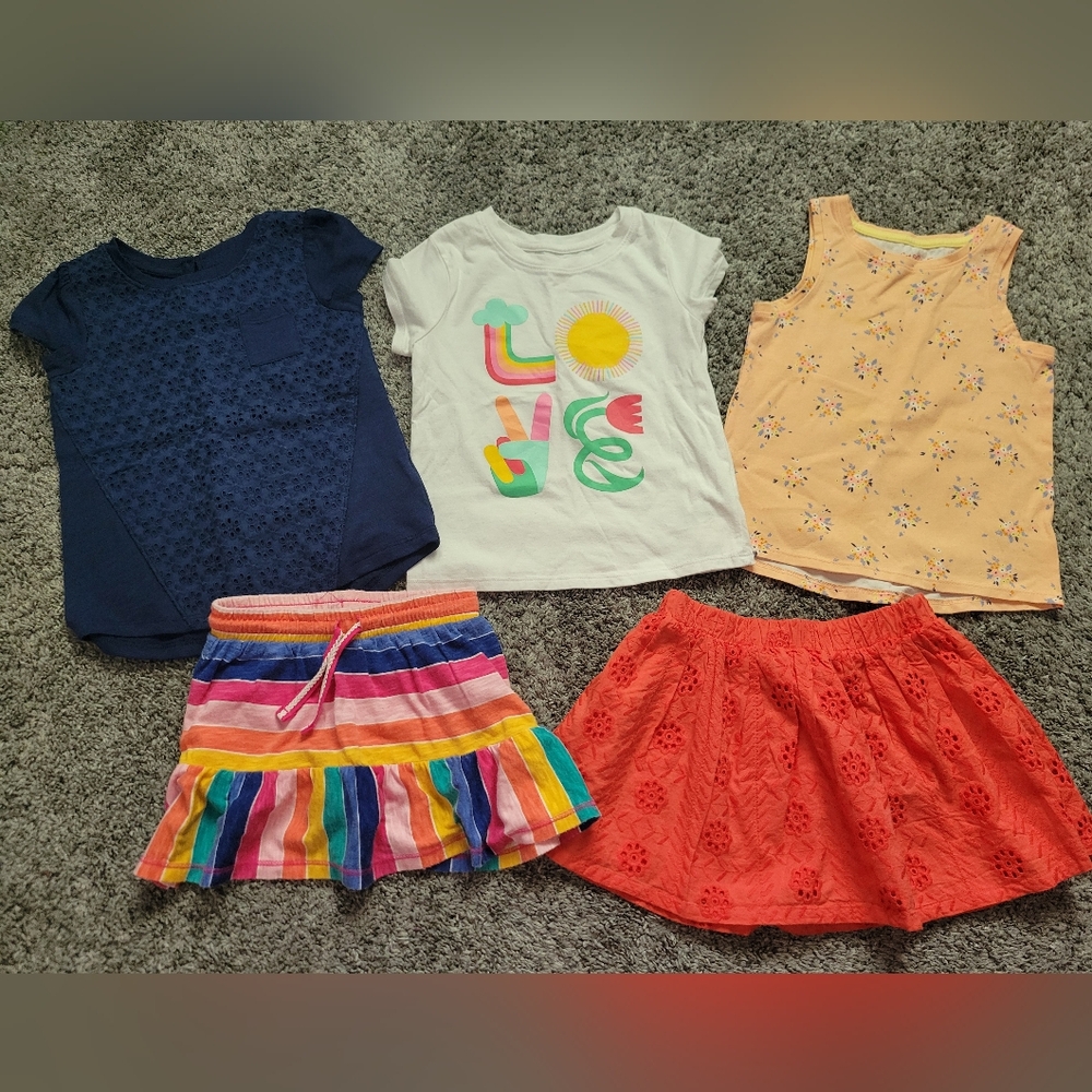 4T Girls Bundle Size 4T 5 Pieces Skirts, Tank And T'S